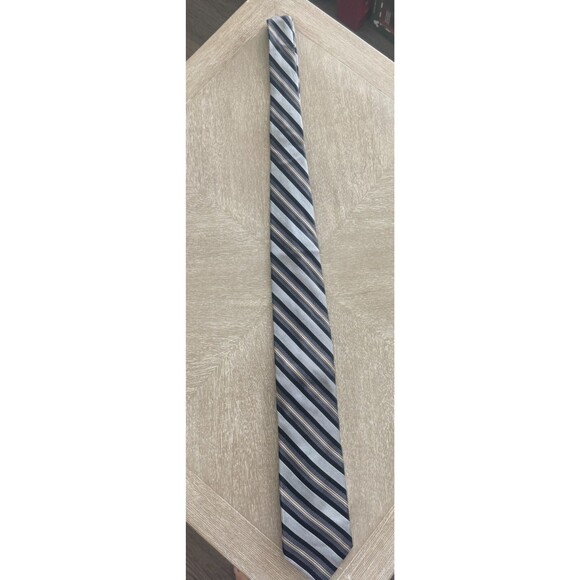 John W Nordstrom Men's Necktie 100% Silk Tie Black Gold Grey Striped Made in USA - Picture 7 of 9